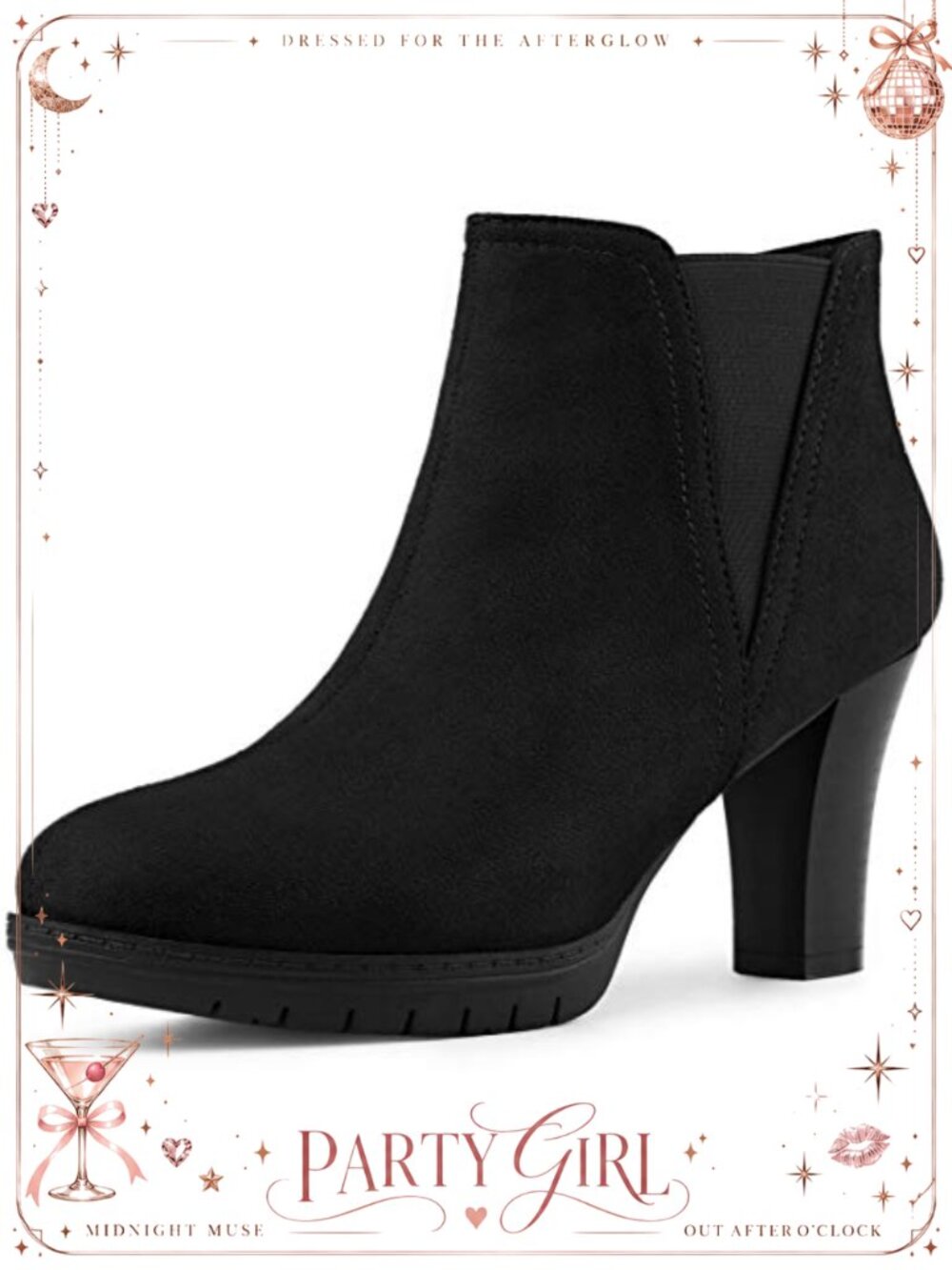 Faux Suede Round Toe Block Heel Chelsea Ankle Boots